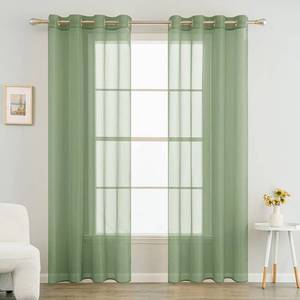 lot 14467 image: MIULEE 2 Panels Solid Color Green Sheer Curtains 84 Inch Length Set Elegant Grommet Light Filtering Window Voile PanelsDrapesTreatment for Bedroom Living Room W54 x L84 Inch, Sage
