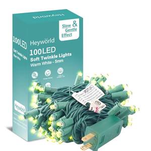 lot 14468 image: Heyworld Slow Twinkle Christmas Lights, 100 LED 27ft UL Certified Soft String Lights, 5mm Waterproof Fairy Glow for IndoorOutdoor Christmas, Wedding, Garden Decor