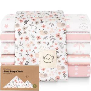 lot 14479 image: Organic Burp Cloths Baby Boy, Girl - 6-Pack Large Cotton Burping Cloths for Babies, Spit Up Rags, Super Absorbent, Ultra Soft Newborn Rag, Gender Neutral, Machine Washable, Durable(Sweet Charm)