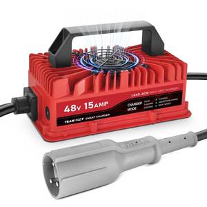 lot 15665 image: TRAMROOT 15 Amp Golf Cart Charger for 48 Volt Club Car DS and Precedent Lead Acid Battery with Upgraded 3-Pin Round Plug