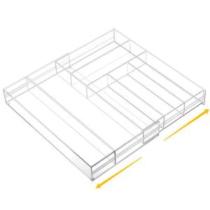 lot 15673 image: Briwooody 1 Pcs Acrylic Drawer Organizer 9ftft up to 18ftft x 15ftft x 2ftft Expandable Drawer Organizer Pens Notebook Ruler Makeup Tray with 7 Adjustable Compartments for Desk Office Kitchen Bathroom(Clear)
