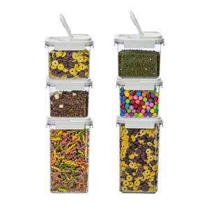 lot 15684 image: QCHOSWO Cereal Containers Storage Cereal Dispenser For Pantry Organization BPA Free Storage Containers Fridge Organizer Bins Pet (6pcsB), QH240325