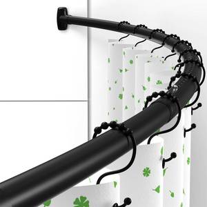 lot 15723 image: Black Curved Shower Curtain Rod 20-75 Inches Shower Curtain Rods Curved Need to Drill, Non-Slip Adjustable Arched Shower Rod Rounded Rustproof Expandable Shower Rod for Bathroom Extra Space
