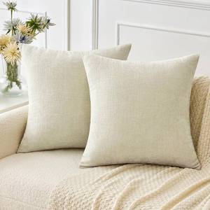 lot 16134 image: MIULEE Pack of 2 Christmas Cream Throw Pillow Covers 18x18 Inch Natural Soft Pillow Covers for Sofa Living Room Couch Solid Dyed Cases