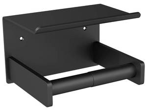 lot 16136 image: Bethom Toilet Paper Holder with Shelf Wall Mount, Self Adhesive or Screw in, Tissue Holder for Bathroom Washroom RV with Spring Rod, Matte Black