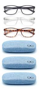 lot 16148 image: FoxMook Blue Light Blocking Glasses with Hard Case, Stylish Glasses Frame, Ease Computer and Digital Eye Strain, Black Transparent Tortoise, standard