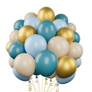lot 16151 image: 4pk Dusty Blue and Gold Balloons, 52pcs 12 Inch Retro Blue White Sand and Metallic Gold Balloons,for Baby Shower Wedding Boy Birthday Decorations Supplies