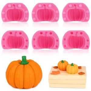 lot 16192 image: Actvty 3D Pumpkin Silicone Molds, 6 Pcs Half a Pumpkin Chocolate Candy Fondant Mold for Halloween Thanksgiving Fall Baking, Cake Decoration, Soap Candle Clay Resin Casting