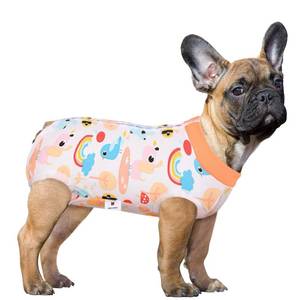 lot 16196 image: SAWMONG Dog Recovery Suit, Recovery Suit for Dogs After Surgery, Dog Spay Surgical Suit for Female Dogs, Dog Onesie Bodysuit for Surgery Male Substitute E-Collar Cone, Orange Bee, Medium