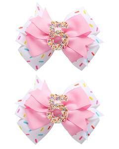 lot 16202 image: 2Pcs Birthday Hair Bow for Baby Girls 2 3 4 5 6 7 Years Sprinkle Decorations Confetti Ice Cream Party Pink Pigtail Hair Accessories for Five 5th Birthday