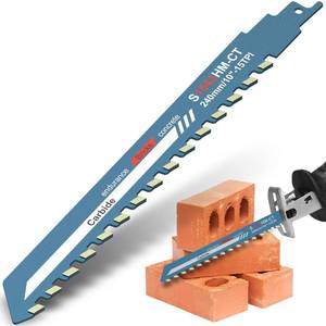 lot 16213 image: SOEWWEKLAX Titanium Carbide Reciprocating Saw Blade, 10 inch Universal Demolition Masonry Blade for Cement, Composite Panels, Bricks