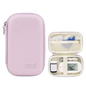 lot 16221 image: Linpr Hard Shell Diabetic Monitor Case, Glucose Meter Kit Storage Organizer, Diabetes Travel Bag for Glucometer, Supplies, Blood Sugar Test Strips, Lancets and Syringes (Purple, Medium)