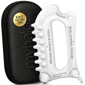 lot 16228 image: MyHalos 6-in-1 Ceramic Body Gua Sha Facial Tools - Lymphatic Drainage Tool, Face Sculpting Tool and Acupressure tool - Body Guasha, Trigger Point Massage Tool for Fascia Massage and Cellulite