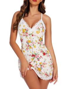 lot 16242 image: Avidlove Womenfts Sleepwear Cami Nightdress Spaghetti Strap Nightgown Chemise Lingerie (Pattern 8,L)