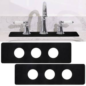lot 16244 image: Tioncy 2 Pcs Drip Catcher Diatomite Faucet Mat for Kitchen(pre-made 3 Hole) Faucet Mat Splash Catcher Sink for Bathroom Sink(Round Hole,Black)