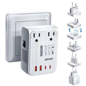 lot 16248 image: DOACE 220V to 110V Converter for European Travel - 350W Cordless Voltage Converter US to Europe, Power Converter Adapter Combo with PD Chargers for Hair Straightener Shaver Toothbrush Laptop Phone