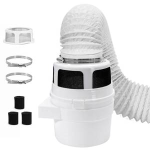 lot 17149 image: Upgraded Version - VIWINVELA 3 in 1 Indoor Dryer Vent Kit with White Dryer Vent Hose - Dryer Lint Catcher Water Filter Bucket - Dryer Lint Trap for Electric Dryer