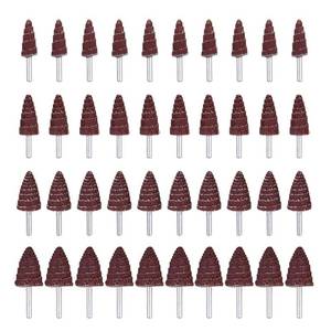 lot 17165 image: Mixiflor 40 Pack 14 Shank 80 Grit Cone Shape Abrasive Sandpaper Flap Sanding Wheel Grinding Head Rotary Tool for Grinding and Polishing on Surface and Side Facein
