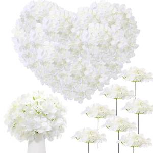 lot 17178 image: Zeyune 200 Pcs Hydrangea Artificial Flowers, Silk Flower Heads with Stems, Fake Hydrangea Bouquet for Wedding Arch Centerpiece DIY Floral Home Decoration (White)