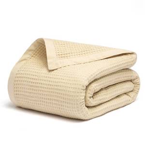 lot 17179 image: Salt Earth GOTS Certified 100percent Organic Cotton Throw Blanket, 60 X 80in Waffle Blankets and Throws for Bed, Throw Blanket for Couch,Modern and Cozy Blanket, All Seasons, Comfy Soft Blanket (Parchment)in