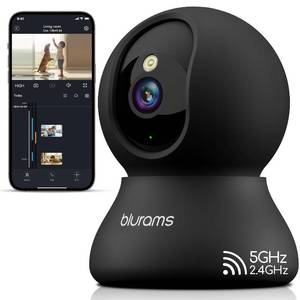 lot 17183 image: blurams Indoor Camera, 2K Pet Camera 360° Cameras for Home Security with Phone App, Motion Tracking, 2-Way Audio, IR Night Vision, Siren, Compatible with Alexa and Google Assistant