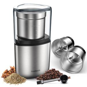 lot 17184 image: SHARDOR Coffee Grinder Electric HerbWet Grinder for Spices and Seeds with 2 Removable Stainless Steel Bowls, Silver