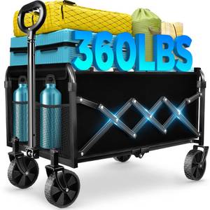 lot 17188 image: Wagons Carts Foldable - Collapsible Wagon Cart with Wheels Foldable - Utility Folding Wagon Cart for Sports Camping Grocery, Black