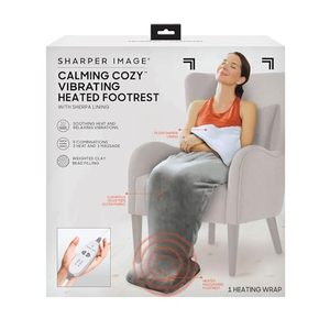 lot 17194 image: Calming Cozy by Sharper Image Personal Sherpa Wrap with Electric Heating Massaging Vibrating Foot Bed, 3 Heat and 3 Massage Settings for 9 Relaxing Combinations