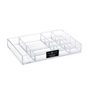 lot 18077 image: Isaac Jacobs 12-Compartment Clear Acrylic Drawer Organizer (9.4 L x 6.4in W x 1.3in H), Multi-Sectional Tray and Storage Solution for Makeup, School and Office Supplies, Bathroom, Kitchenin