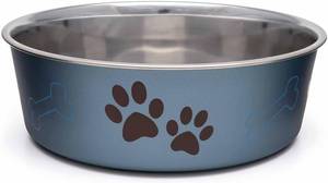 lot 18107 image: Loving Pets Bella Dog Bowls- Stainless Steel Dog and Cat Bowls - Spill Proof Dog Food Bowl, Cat Bowl, Puppy Essentials and Pet Supplies Great for Home and Travel (Large 35-65 lbs, Blueberry)