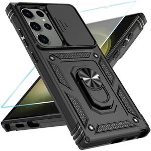 lot 18123 image: SunStory Phone Case for Samsung Galaxy S23 Ultra Case with HD Screen Protector and Slide Camera Cover and Rotated Ring Kickstand, Military-Grade 2 in 1 Phone Case for Galaxy S23 Ultra 6.8, Blackin