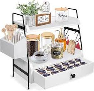 lot 7414 image: White Coffee Station Organize And Filter Holder