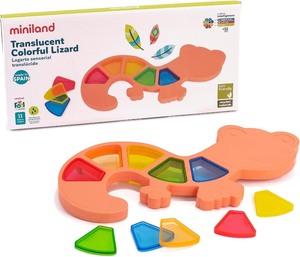 lot 13612 image: Miniland Feel to Learn Translucent Colorful Lizard for Children from 1 to 2 Years. 10 Translucent Pieces to be Fitted and Experiment The Mixture of Colors. Made in Spain with ECO Material