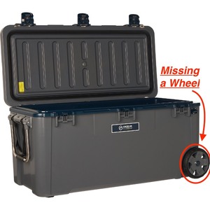 lot 15669 image: Magellan Outdoors IceBox 150 Qt Cooler missing a wheel