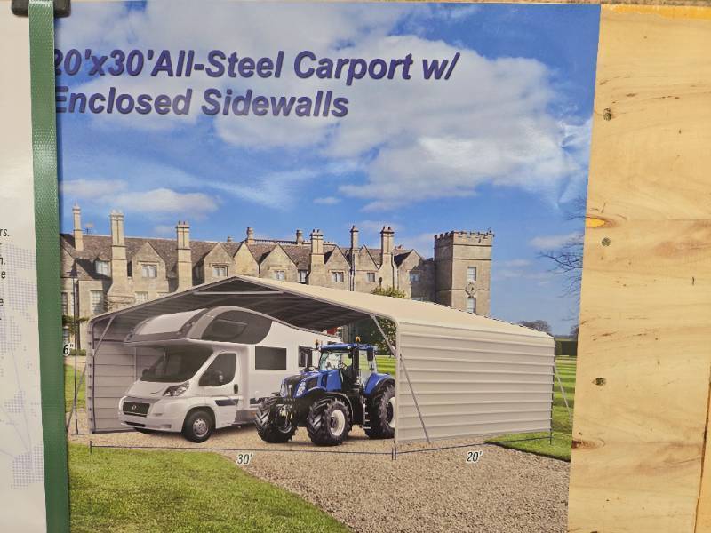 lot 4014B image: SDLANCH 20x30 All-Steel Carport with Enclosed Sidewalls