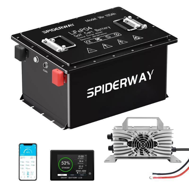 lot 97C image: 2025 Spiderway 38.4V 105Ah Lithium Battery with 36V 25A Charger  Ideal for Golf Carts, Floor Scrubbers &amp Forklifts