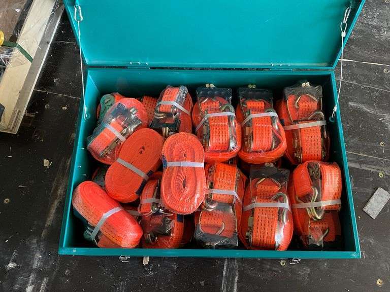 lot 2585 image: NEW 2025 RATCHET TIE DOWN &amp FLATPACK TOOL BOX MODEL LHR-RF24