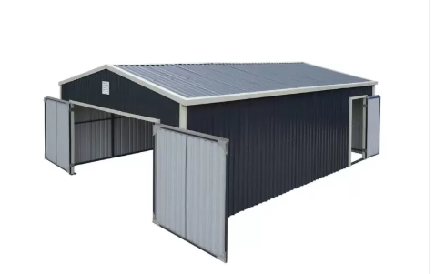 lot 2973 image: Unused Landhonor 11 x 19FT Metal Garage Shed with Double Front Doors  LHR-MS1119