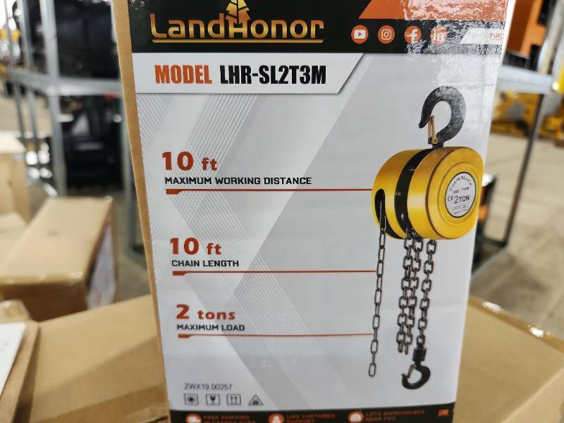 lot 2984 image: &nbspUnused LandHonor 2-Ton Hand Chain Hoist - Model LHR-SL2T3M
