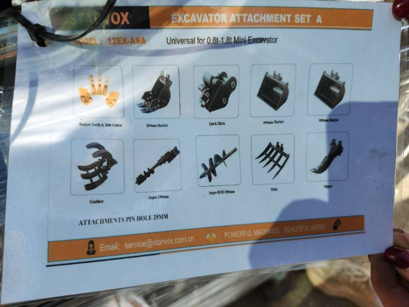 lot 9587 image: Starvox Mini Excavator Attachment Set 12EX-ASA