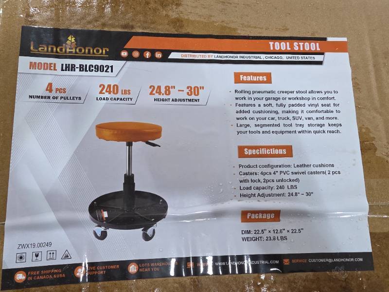 lot 2812 image: LandHonor Rolling Mechanics Tool Stool