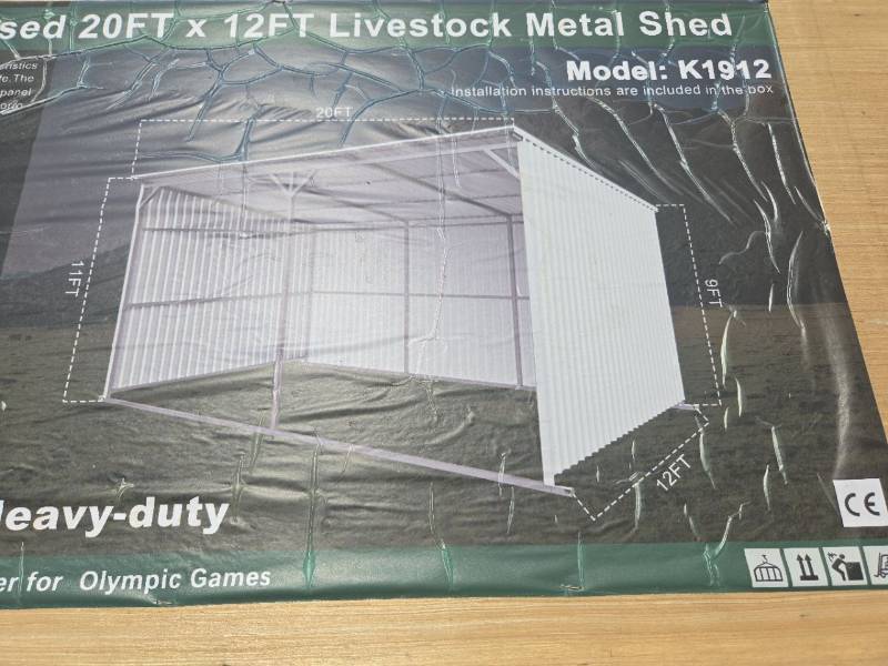 lot 8127 image: Unused KJ 20x12ft Livestock Metal Shed  Model K1912