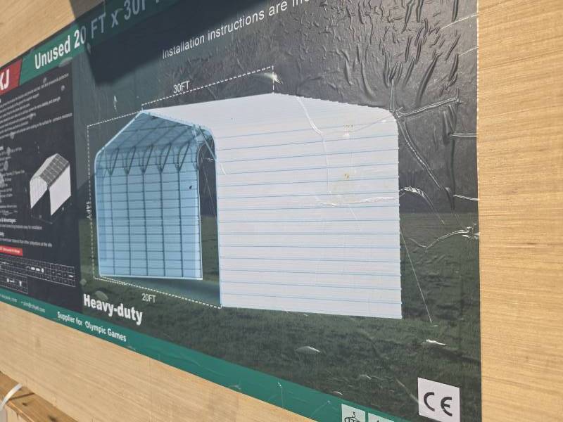 lot 8137 image: Unused 20x30ft Metal Carport Kit - Model K2030