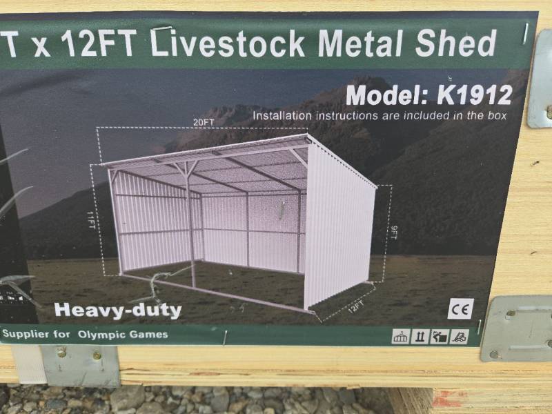 lot 9026 image: KJ 20x12ft Livestock Metal Shed - Model K1912