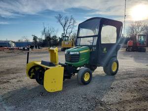 lot 24 image: John Deere X730 Lawn Tractor Package  47 Snow Blower & X700 Salt Spreader  18.6 Hours