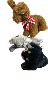 lot 354215 image: Plush Animal Collection - Teddy Bear, Bunny, and Rottweiler - Retail $25