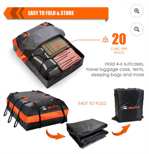 lot 354224 image: MeeFar 20 Cu.ft. Car Roof Top Cargo Carrier Soft Shell Waterproof Bag Fit for All Cars withWithout Rack - Retail $89