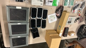 lot 354246 image: Industrial Electronic Equipment Lot with Cables-Patch Panel- Cener Tech-Aux Cables-Box Full of Power Cords  - Retail $225