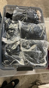 lot 354249 image: Large TOTE FULL of NEW All in One Base Layer Full Long sleeves with Legs BODY Suits-Variety of sizes-Black Brown and Tan 25 Pieces