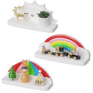 lot 3544004 image: Veluckin Floating Shelves for Kids Room Nursery Wall Decor Display Compact Style for Livingroom Bedroom Bathroom��3 Pack - Retail $19